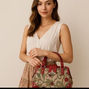 MC Ladybug Tapestry Satchel Whimsical Boho Vintage Fun Statement Bag